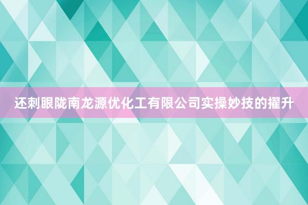 还刺眼陇南龙源优化工有限公司实操妙技的擢升